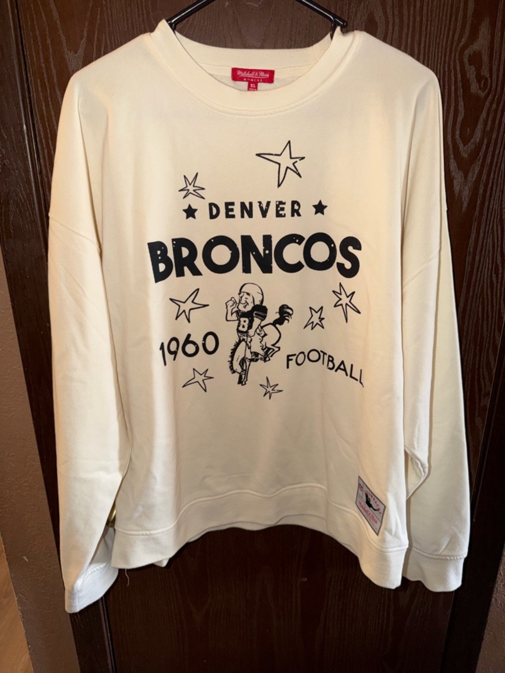 Mitchell & Ness Cream Denver Broncos Retro Graphic Crewneck